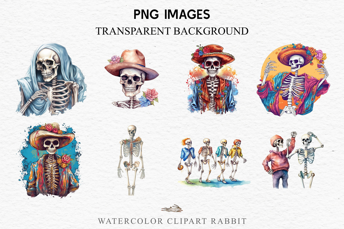 Cute Skeleton Skull Halloween Creepy, a Seasonal Illustration by Rabbit Heart (Photo 3 of 10)