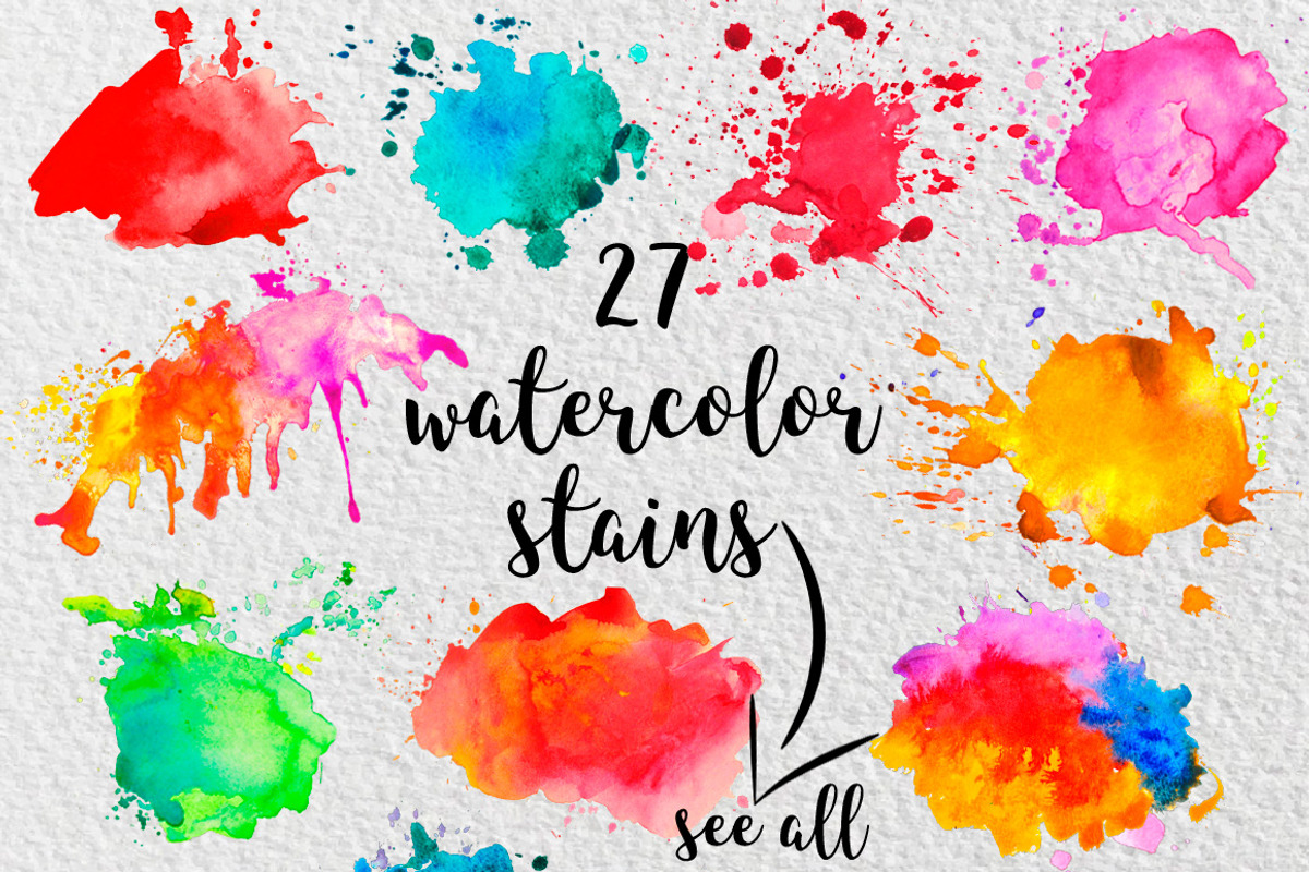 27 watercolor stains, a Texture Graphic by Ksusha shop (Photo 1 of 4)