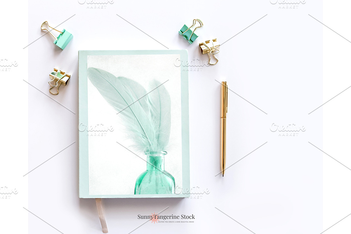 Mint Notebook Mockup, a Print Template by SunnyTangerine Stock (Photo 2 of 6)