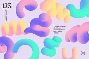 Grainy Gradient 3D Squiggles