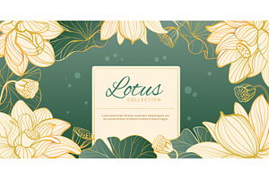 Lotus frame background. Line art, an Object Illustration by YummyBuum