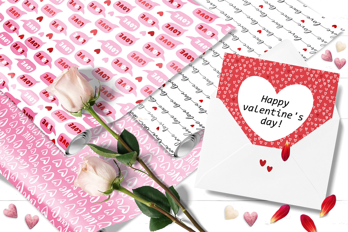 Valentines Day seamless patterns, a Decorative Illustration by rosypatterns (Photo 4 of 9)