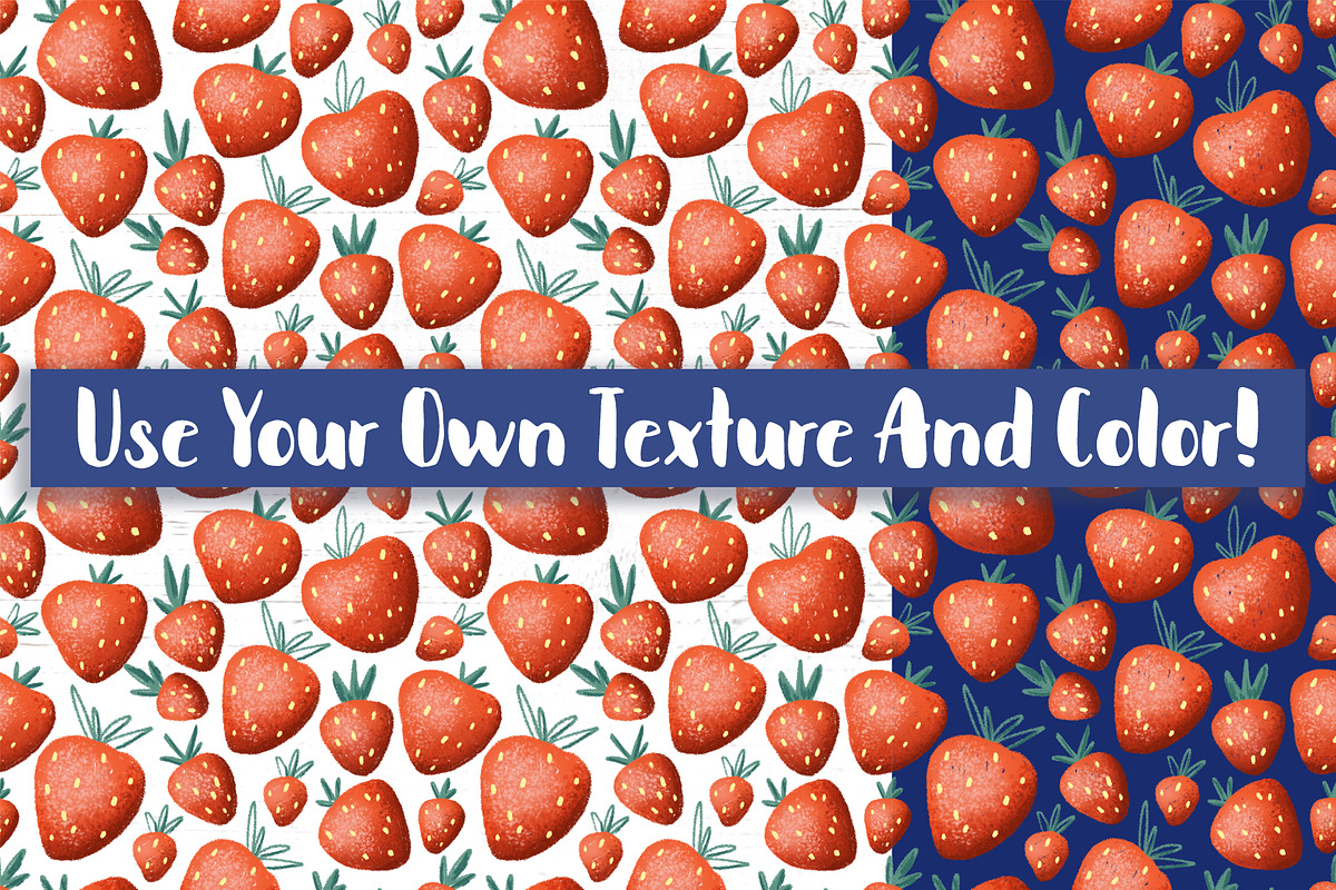 Strawberry Clipart And Patterns, a Pattern Graphic by RabbitAndPencil (Photo 4 of 8)