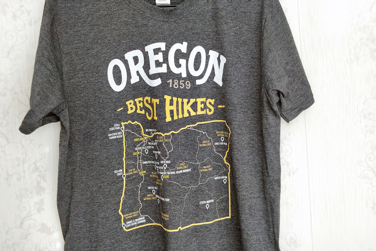 Oregon National Parks Map Tee Print, an Object Graphic by Paul Lesser (Photo 4 of 5)