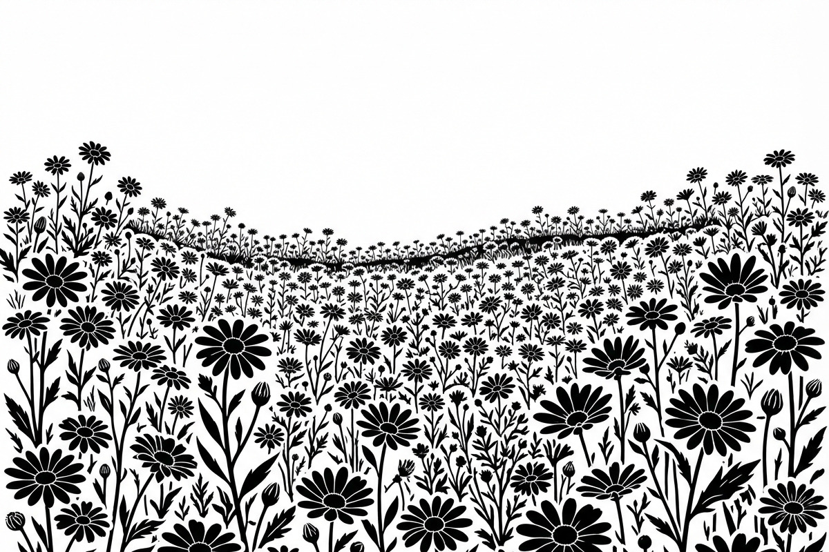 60 Daisy Flower Field Silhouette, a Seasonal Illustration by Amazin_art (Photo 2 of 22)
