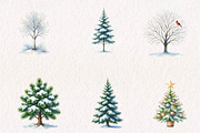 Winter Trees Collection, a Seasonal Illustration by CreationArt (Thumbnail 4 of 7)