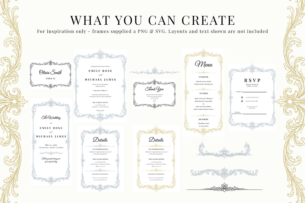 Baroque Flourish Borders, a Decorative Illustration by AW Studios (Photo 2 of 12)