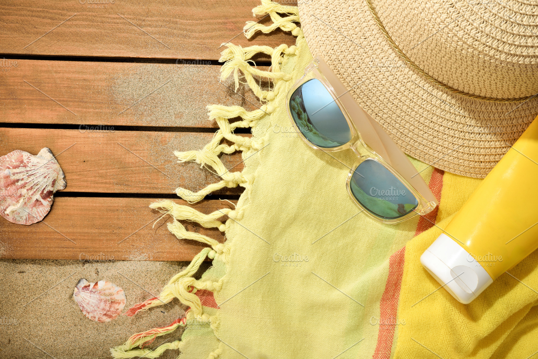 Summer Hat and Sunglasses Beach Arrangement, a Holiday Photo by Davizro's Market