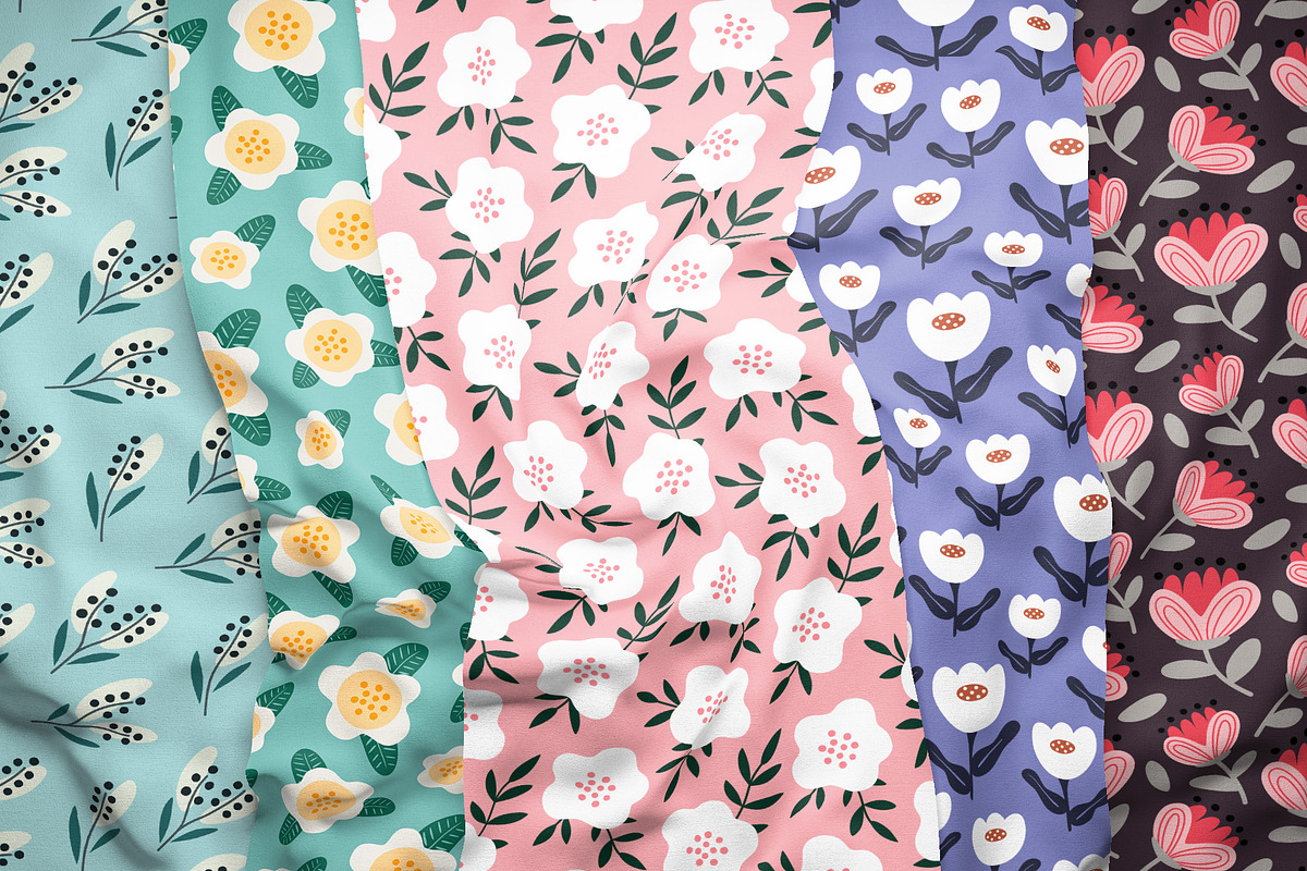 Abstract Flowers Seamless Patterns, a Pattern Graphic by Kotulska (Photo 4 of 9)