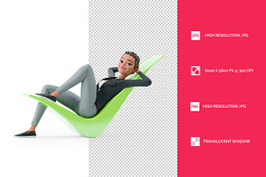 3D Character Woman Lying Down on Che