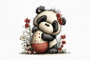Watercolor Spring Panda Clipart, an Illustration by Craft Nest (Thumbnail 10 of 11)