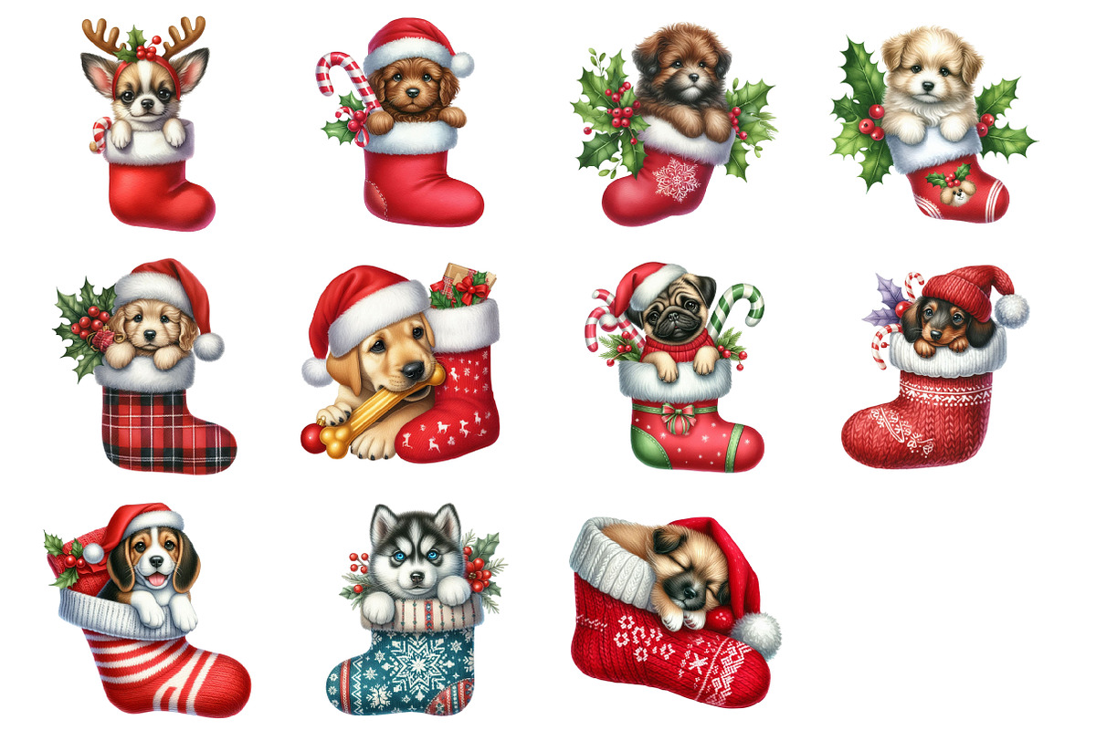 Christmas Puppy Stocking, an Illustration by Design Market (Photo 3 of 3)