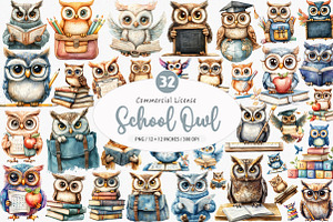 School Clipart School Owl Clipart, an Illustration by SinaCreation