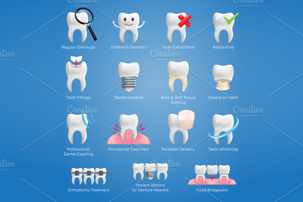 Dental Care Vector Icons set, an Emoji Icon by Rodionoff (Photo 1 of 6)
