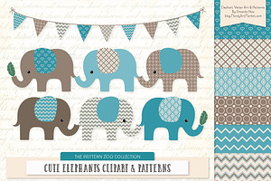 Vintage Blue Elephant Clipart, an Illustration by Amanda Ilkov