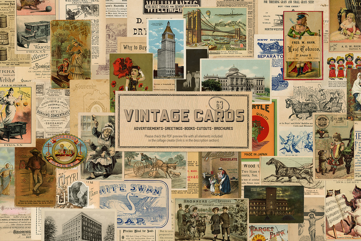 Vintage Collage Creator 1170+ Assets, an Object Graphic by Veris Studio (Photo 32 of 56)