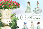 Watercolor Austen Clipart Set, a Person Illustration by ArtCreationsDesign (Thumbnail 7 of 22)