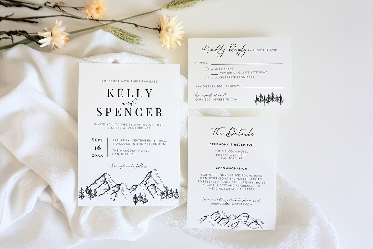 Mountain Wedding Invitation Template
