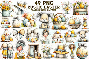Watercolor Rustic Easter Clipart, an Illustration by Sublimation Artist