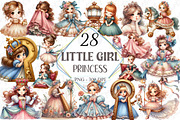 Little Girl Princess Watercolor Clip, a Graphic by designcity5 (Thumbnail 1 of 5)