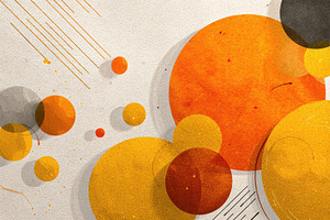 Abstract orange yellow gold circles, an Abstract Photo by Pixeness Studio
