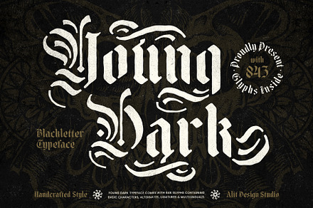 Young Dark Typeface, a Blackletter Font by alit design