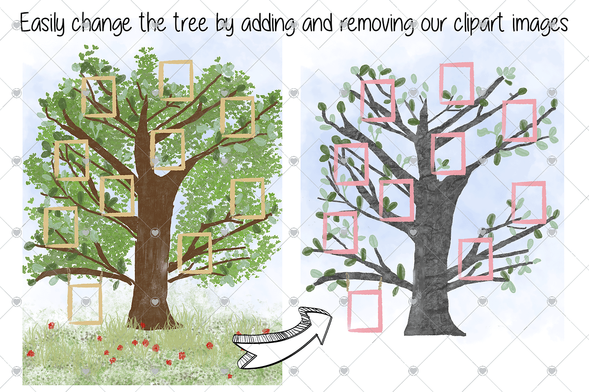 Family Tree clipart, Watercolour,, an Illustration by CommercialCliparts (Photo 2 of 3)