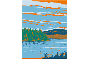 Lake Champlain in Vermont WPA, an Illustration by patrimonio