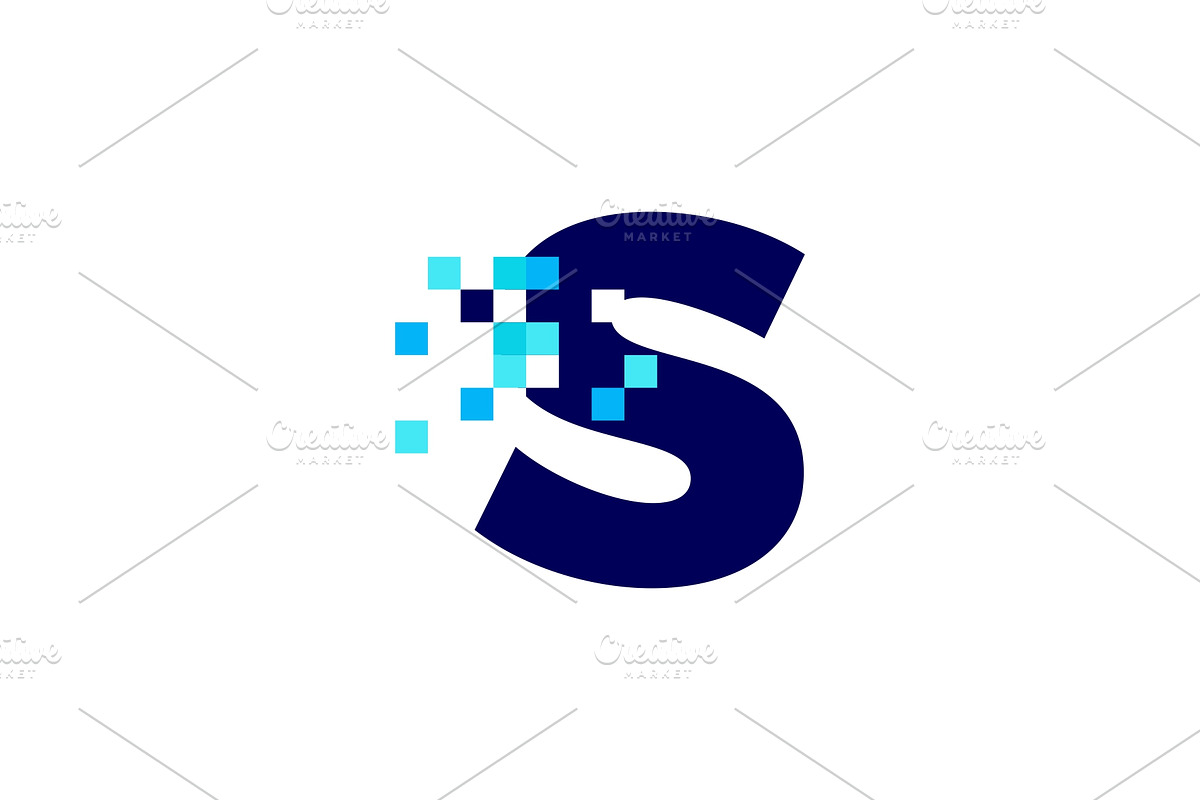 s letter pixel mark digital 8 bit, a Branding & Logo Template by VASTARD STUDIO