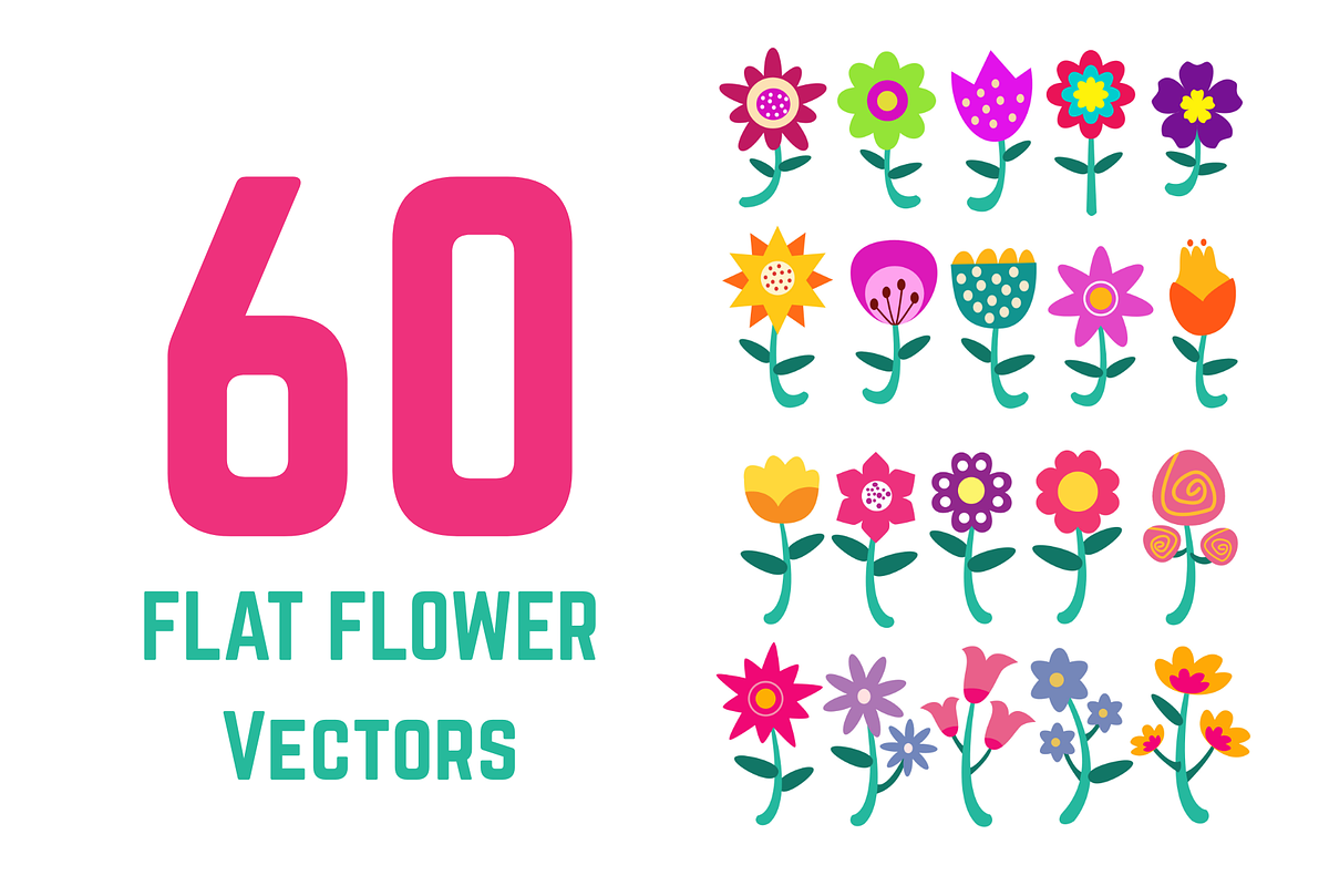 60 Flat Flower Vectors, a Graphic by judayartworks (Photo 1 of 7)