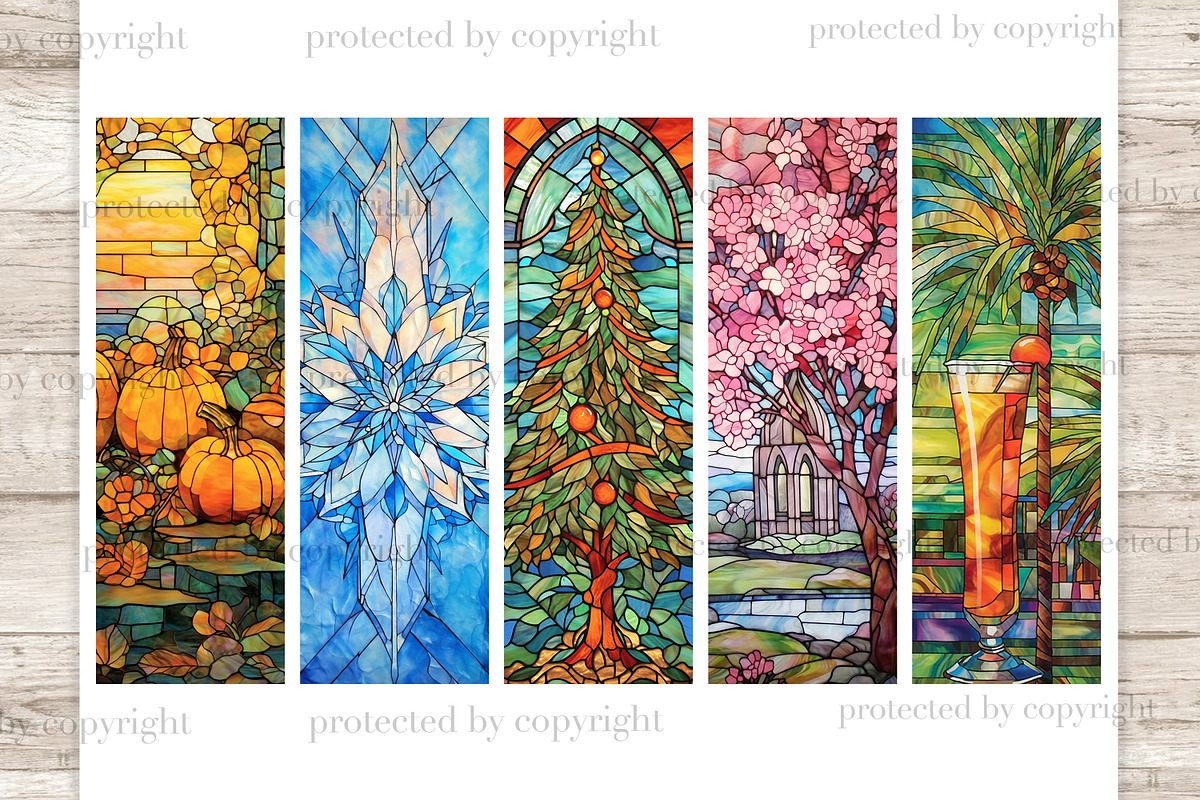 Stained Glass Seasons Bookmarks, an Object Illustration by GlamArtZhanna (Photo 2 of 3)