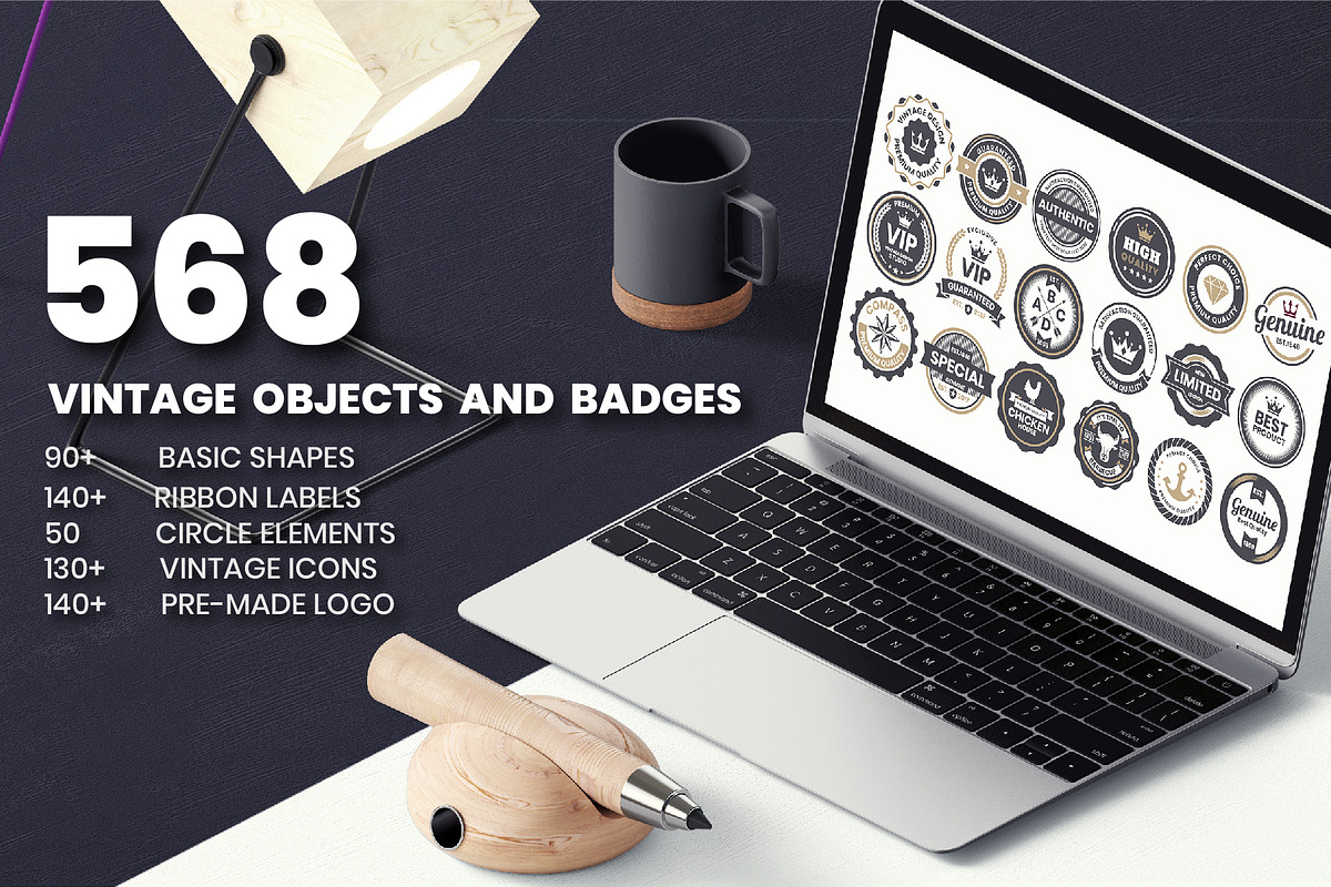 568 Vintage Objects and Badges, a Branding & Logo Template by Toonsteb (Photo 1 of 24)
