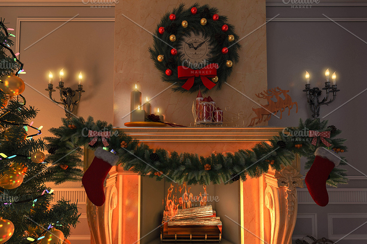 3D rendering New year interior, a Decorative Illustration by RichmanStudio (Photo 3 of 3)