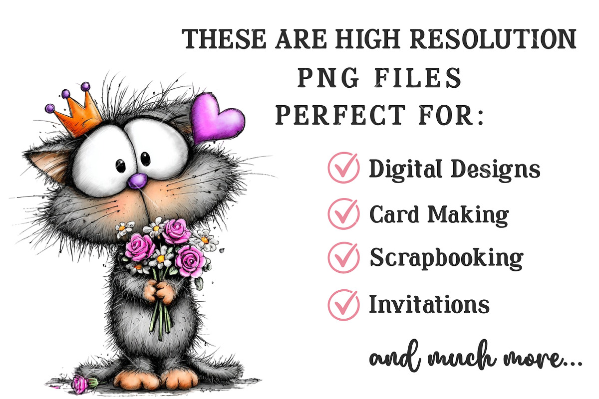 Whimsical Valentine Cat Clipart, an Illustration by OK Design (Photo 4 of 6)