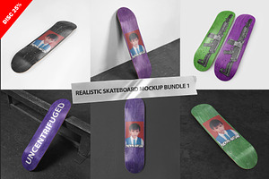 Realistic Skateboard Mockup Bundle 1