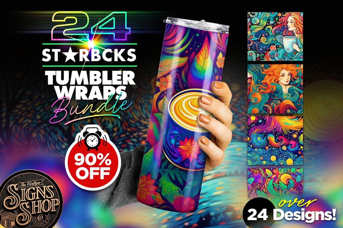 24 Strbcks Tumbler Wraps | 24 design, a Background Graphic by Asaelv Shop! (Photo 1 of 7)