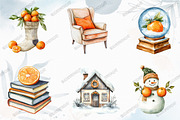 Cozy Tangerine Winter Clipart, an Illustration by designcity5 (Thumbnail 2 of 5)