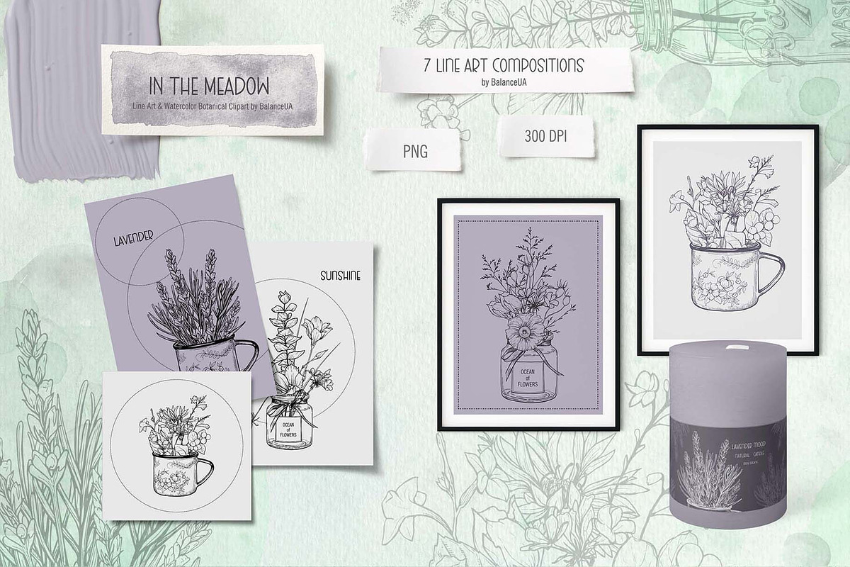 Wildflower Line Art Clipart, a Decorative Illustration by BalanceUA (Photo 8 of 18)