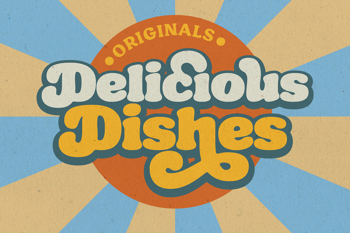 Seventies Sunrise; Retro Fonts, a Font by Eko Bimantara (Photo 3 of 14)