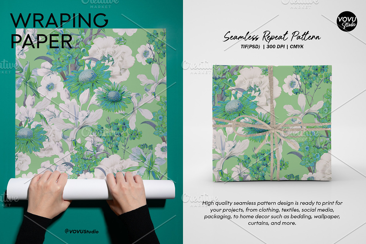 Blooming Floral Pattern Design, a Pattern Graphic by VOVU Studio (Photo 9 of 10)