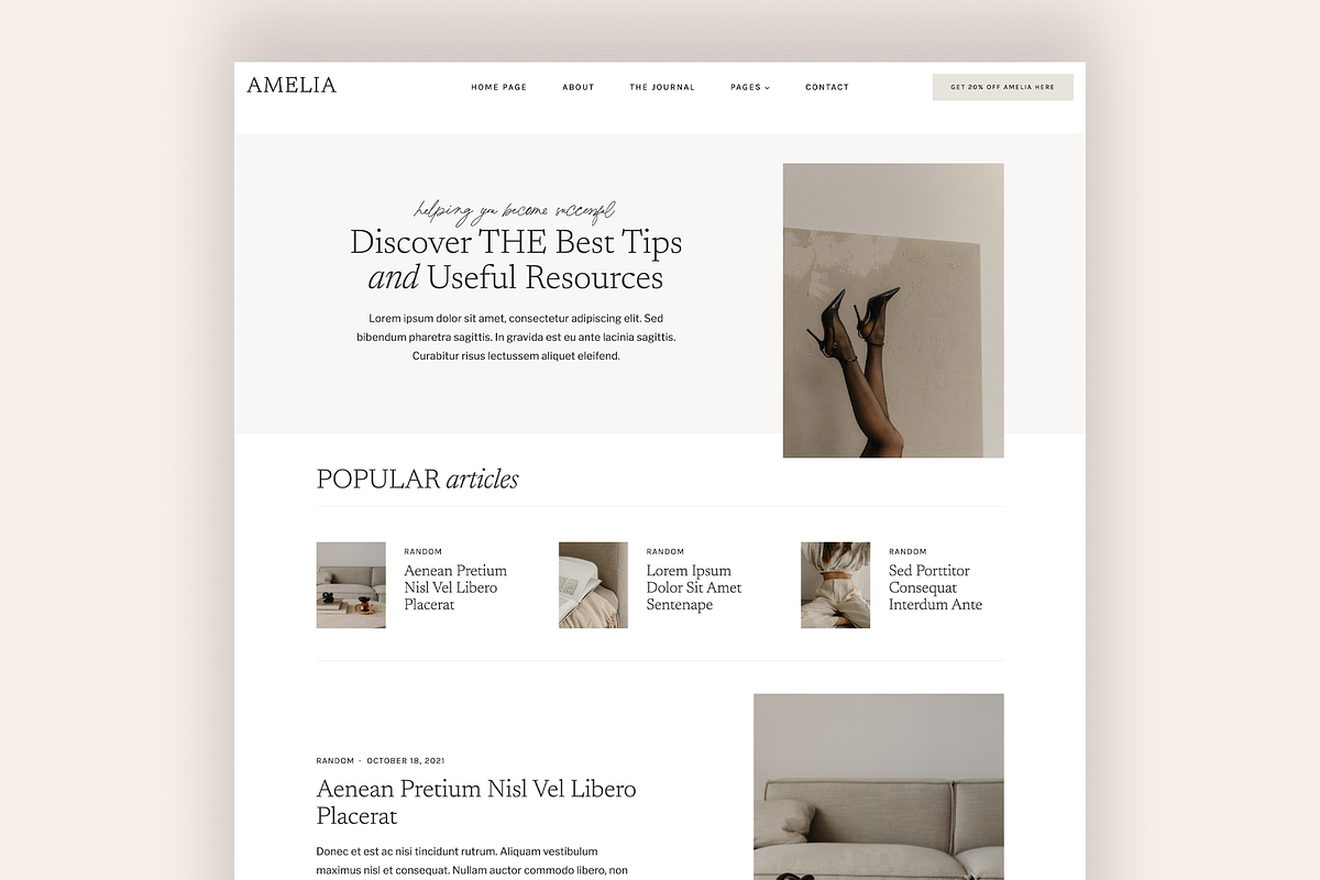 Amelia - Feminine WordPress Theme, a WordPress Template by Creative Her (Photo 3 of 7)