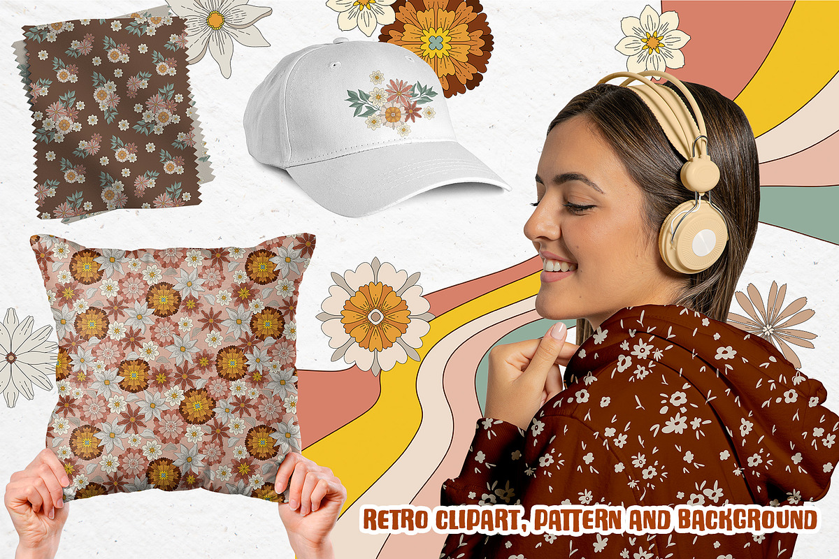 GROOVY SUMMER FLOWERS, a Pattern Graphic by Antikva17 (Photo 2 of 9)