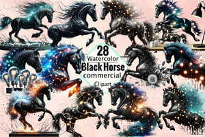 Lighting Black Horse  Sublimation Cl, an Illustration by SVGArt