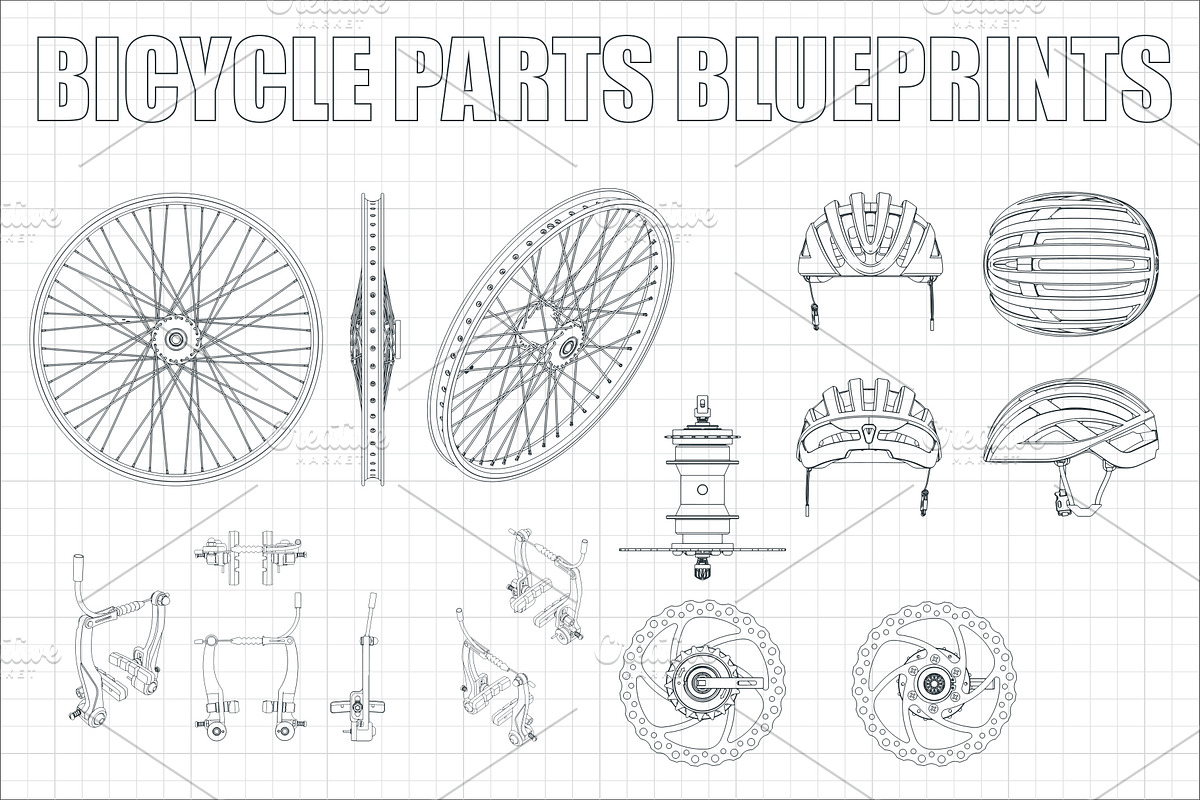Bicycle Parts Blueprints Set, a Sport Illustration by Blacklight (Photo 8 of 10)