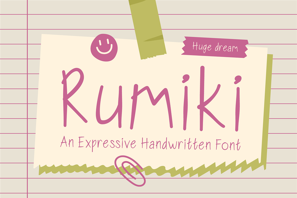 Rumiki Expressive Handwritten Font, a Handwritten Font by Huge Dream Studio (Photo 1 of 8)