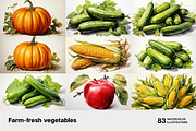 Farm-fresh vegetables. 83 images, a Food Illustration by Handmadefont (Thumbnail 3 of 14)