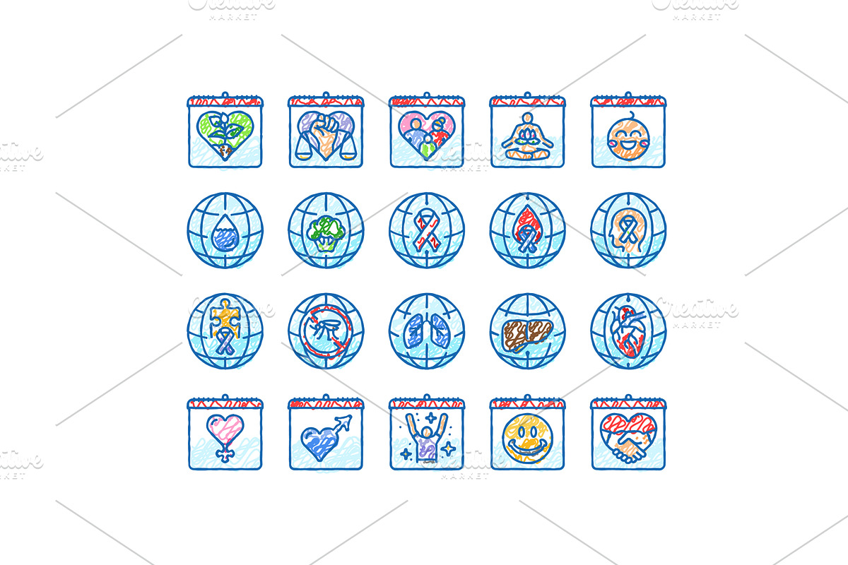 international day holidays icons, an Object Illustration by pikepicture