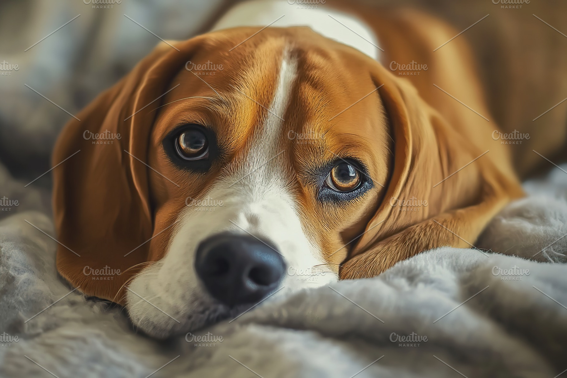 Beagle dog on grey background, an Animal Photo by AlyaAnd