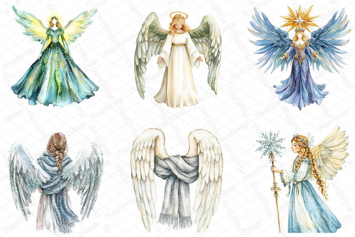 Christmas Angel Clipart, an Illustration by DreamPrint404 (Photo 5 of 5)