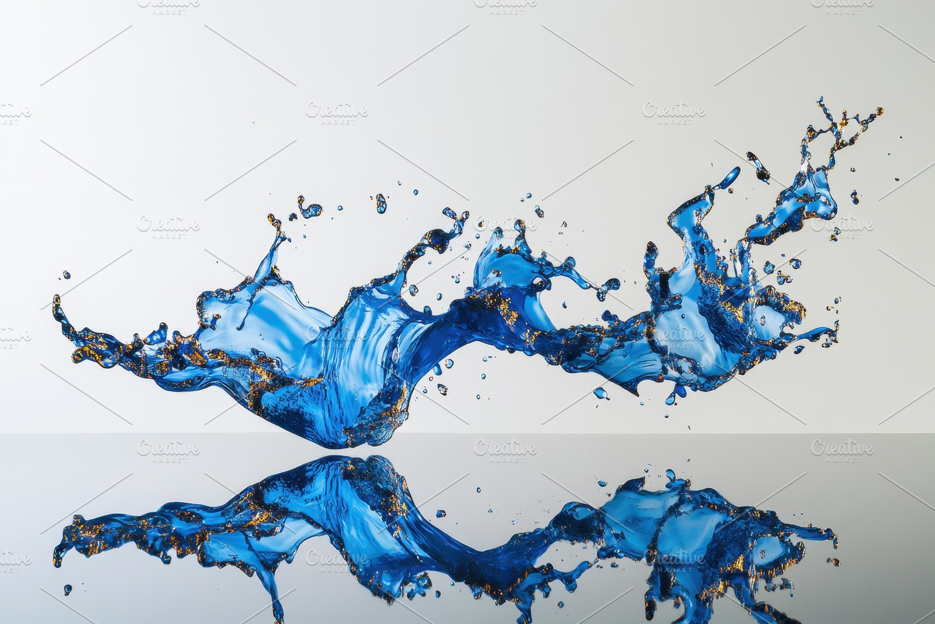 Dynamic blue liquid splash creating, a Photo by Tanuart